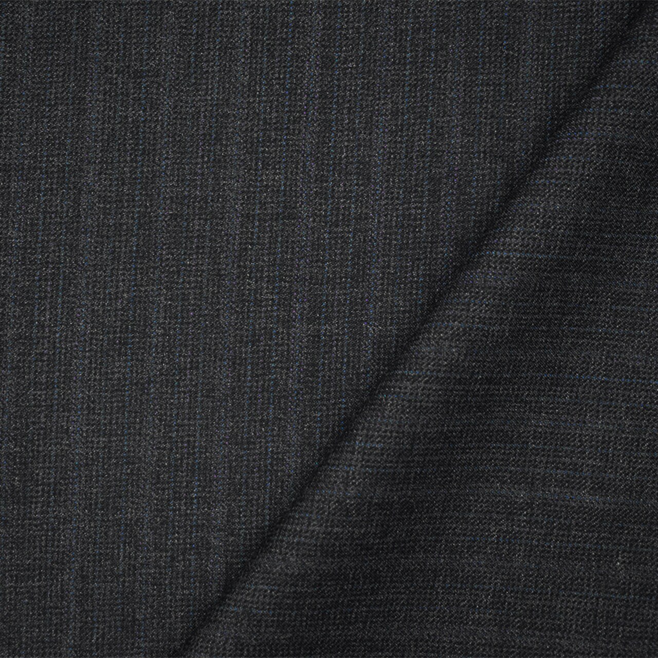 Black-Blue-Multi Wool-Polyester Texture Striped Woven Twill Suiting Fabric By the Yard
